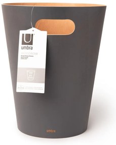 Coș de gunoi gri închis din lemn 7,5 l Woodrow – Umbra