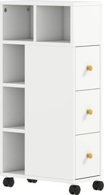 HOMCOM Unitate de Stocare pentru Baie Slim cu Roți - Alb | Aosom Romania