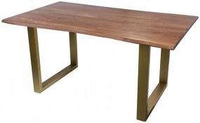 Masa dreptunghiulara cu blat din lemn de salcam Tables &amp; Benches 160 x 85 x 77 cm maro/auriu