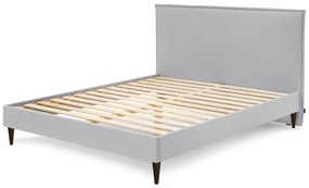 Pat matrimonial 180x200 cm gri deschis tapițat cu somieră Sary – Bobochic Paris