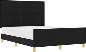 vidaXL Cadru de pat cu headboard Negru 140 x 190 cm țesătură