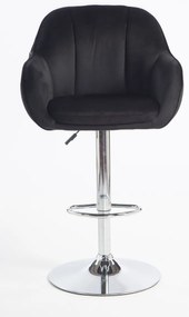 HR2055W Scaun Neagră din Catifea cu Bază Cromata