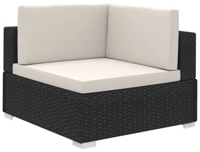 Set mobilier de gradina cu perne, 8 piese, negru, poliratan