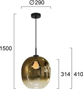 Lustră suspendată pe cablu MIRROR 1xE27/14W/230V auriu fumuriu