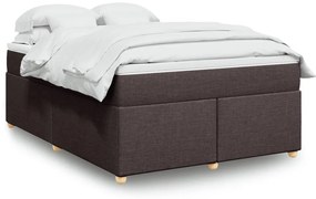 vidaXL Pat continental cu saltea, maro închis, 140x200 cm, textil