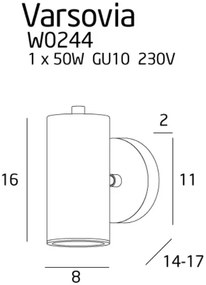 Aplica de perete cu spot design minimalist VARSOVIA alama W0244 MX