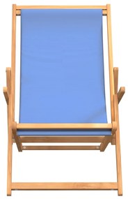 Scaun de plaja pliabil, albastru, lemn masiv de tec 1, Albastru, 60 x 126 x 87.5 cm