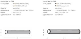Aplica baie LED CCT, Protectie IP44 PRONTO crom 90cm
