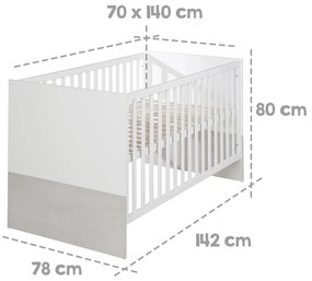 Pătuț alb-gri deschis 70x140 cm Julia – Roba