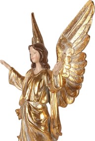 Statuetă decorativă din polirășină, crem, înger pe suport, detalii aurii, 50 x 21 x 12,5 cm, „Gabriel”
