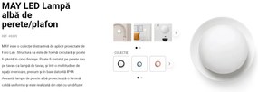 Mini Aplica LED de perete / tavan design modern IP44 MAY White