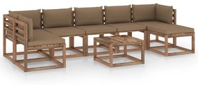 Set mobilier de gradina, cu perne gri taupe, 8 piese Gri taupe, 2x colt + 4x mijloc + suport pentru picioare + masa, 1