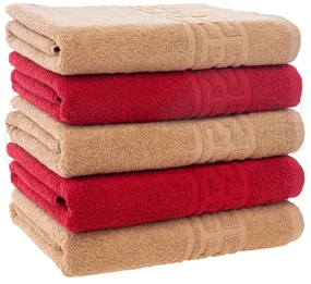 Set 5 Prosoape Baie, Bumbac 100%, Rosu   Maro