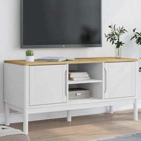 vidaXL Dulap TV &quot;FLORO&quot;, alb, 114x43x55 cm, lemn masiv de pin