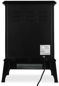 Deuba Semineu electric cu incalzire prin ventilator si foc 2000W Negru