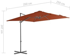 Umbrela in consola cu stalp din otel, caramiziu, 250x250 cm Terracota, 250 x 250 cm