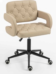 HR8403K Scaun Crem Piele Ecologica Premium Soft cu Bază Neagră