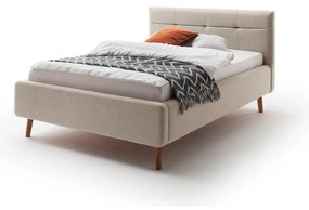 Pat dublu tapițat bej cu spațiu de depozitare cu somieră 140x200 cm Lotte - Meise Möbel