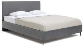 Pat dublu tapițat gri cu saltea/gradă 160x200 cm Noira Slim - Bonami Selection