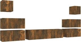 vidaXL Set dulap TV, 8 piese, stejar fumuriu, lemn prelucrat