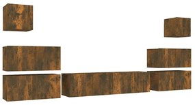 3120290 vidaXL Set dulap TV, 8 piese, stejar fumuriu, lemn prelucrat