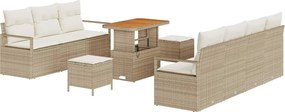 vidaXL Set de canapele pentru grădină cu pernă 10 pcs Bej și crem