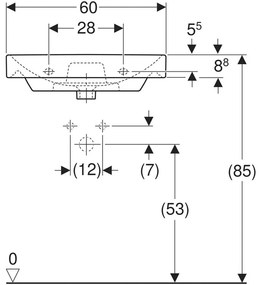 Lavoar baie suspendat alb 60 cm, dreptunghiular, Geberit Smyle Square Alb