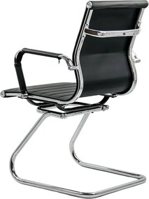 Scaun vizitator negru OFF 806 din piele ecologică și cadru cromat tip sanie