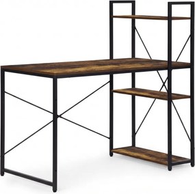 Birou de scris cu raft LOFTY 120x60 cm, negru / maro rustic
