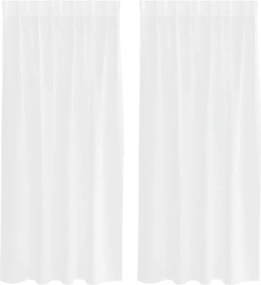 vidaXL Cortină din Voile cu perdele 2 pcs Alb 175 x 140 cm Poliester