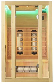 Infračervená sauna/tepelná kabína Nyborg S120V s plným spektrom, panelovým radiátorom a drevom Hemlock