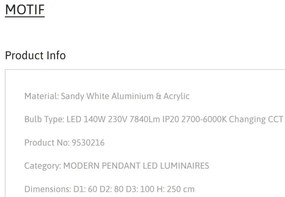 Lustra LED dimabila design circular MOTIF 3 ring alb