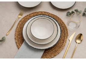 Set de masă 24 piese, porțelan, alb/negru