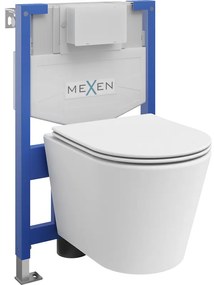 Mexen set WC încastrat cadru Felix XS-F cu vas de toaletă Rico și capac de toaletă cu închidere lentă, Albă mat - 68030724001