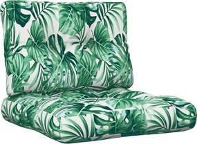 vidaXL Perne de paleți, 2 buc., model cu frunze, textil