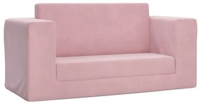 357039 vidaXL Canapea extensibilă pentru copii cu 2 locuri, roz, pluș moale
