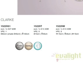 Lampadar elegant cu abajur din tesatura negru cu auriu, CLARKE 15229S1 GL