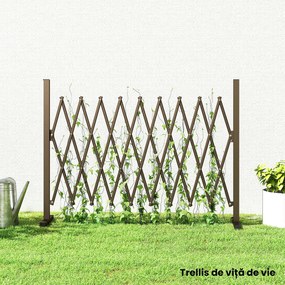 Outsunny Trellis Extensibil Freestanding Gard Mobil Pliabil, Panou Ecran Grădină Aluminiu, 300cm x 103.5 cm, Cafea Închis | Aosom Romania