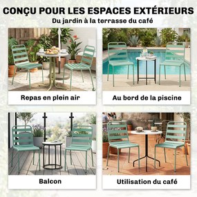 Outsunny Set de 2 Scaune de Grădină Empilabile din Metal pentru Terasă, Balcon, Grădină, Verde | Aosom Romania