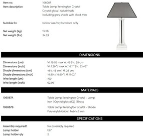 Veioza, lampa de masa LUX crystal glass, H-85cm, Kensington Crystal 106087 HZ