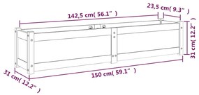 Strat inaltat de gradina, 2 buc., 150x31x31 cm, lemn masiv pin 2, Maro