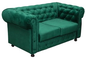 Canapea CHESTERFIELD fixa, 2 locuri, cu arcuri, verde, 168x90x80 cm