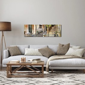 Tablou - Străzile vechi din Roma (cu ceas) (90x30 cm)