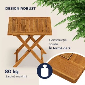 Măsuță VITEK din lemn de acacia, 46x46x46cm, maro Casaria