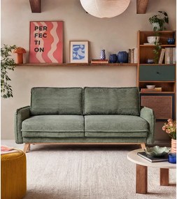 Canapea verde-deschis extensibilă cu tapițerie din catifea reiată 218 cm Tori – Bonami Selection