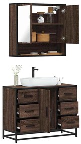 vidaXL Set mobilier de baie, 2 piese, stejar maro, lemn prelucrat