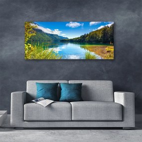 Tablou pe panza canvas Mountain Lake Forest Natura Verde Albastru