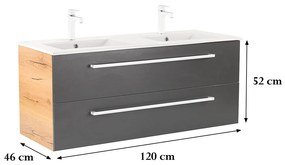 Dulap inferior Vario Clam 120 cu lavoar stejar-antracit