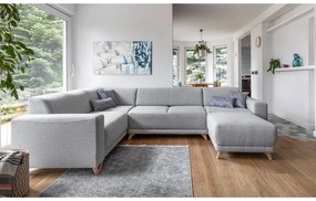 Colțar gri deschis extensibil/cu spațiu de depozitare (cu colț pe partea stângă/în formă de "U") Classy Sophie – Miuform