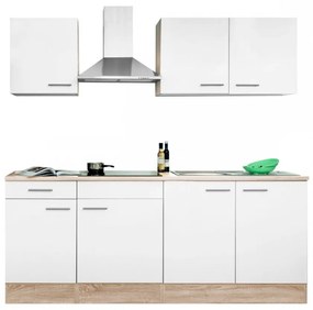 Mobilă de bucătărie Yorki 210, corp din stejar Sonoma, cu față alb satinat